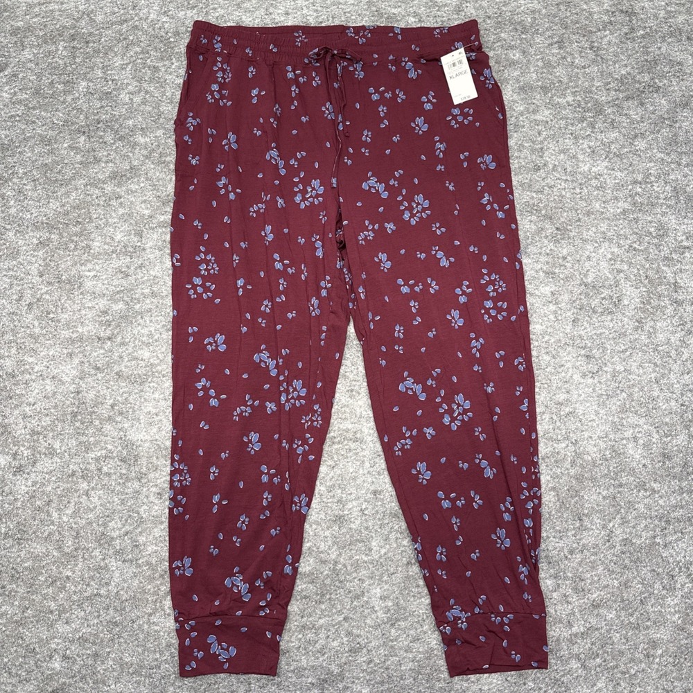 NEW State of Day pajama pj jogger bottoms women's XL floral pull on pockets cozy